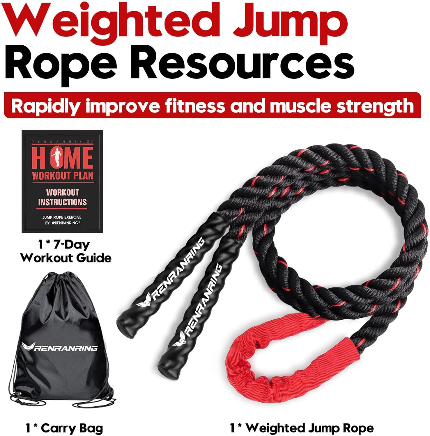 Weighted Jump Rope for Men and Women, 3Lb 4Lb 5Lb Adult Heavy Skipping Rope, Jumprope for Fitness,Workout Equipment, Fitness Equipment for Home Gym Exercise,Improve Strength and Building Muscle
